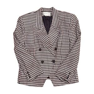 Vintage 80s Jones New York Pink Plaid Blazer Size 14, Cropped, Shoulder Pads